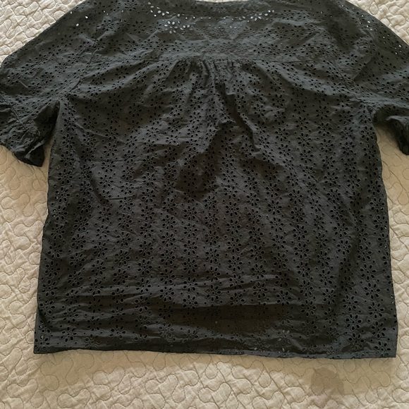 Madewell Black Village Eyelet Ruffle Sleeve Blouse - Picture 9 of 11